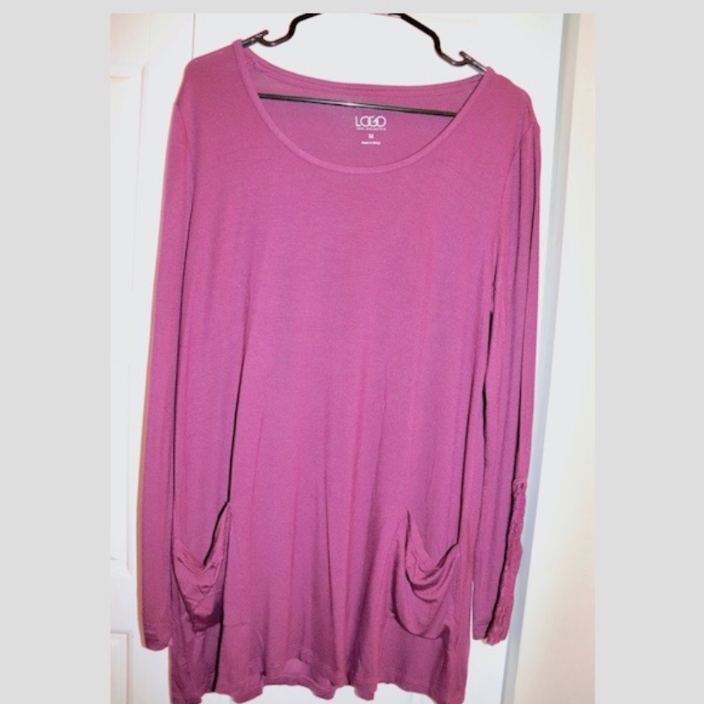 Aubergine Lace Trim Blouse